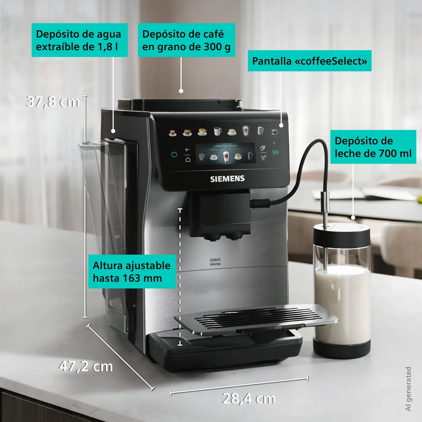 Siemens EQ600 iAroma TP605EM3 — vista 6